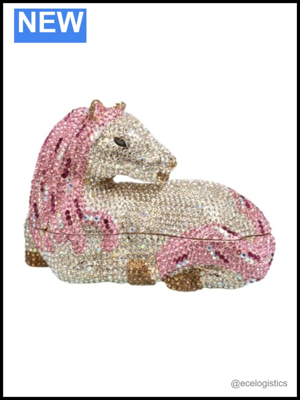 Rhinestone Horse Shape Evening Clutch Bag Crystal Diamond Party Prom Womens